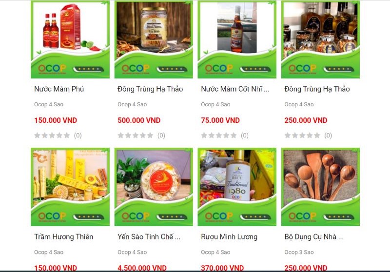 Các sản phẩm OCOP được giới thiếu và bày bán trên sàn thương mại điện tử Hà Tĩnh.