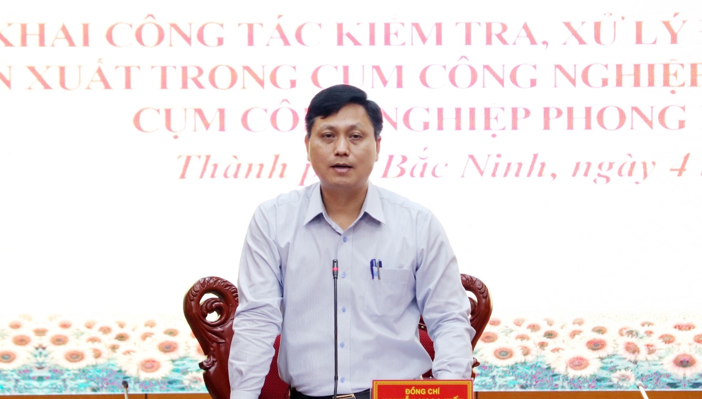 Phó Chủ tịch UBND thành phố Bắc Ninh Nguyễn Ngọc Hiếu phát biểu kết luận buổi làm việc.