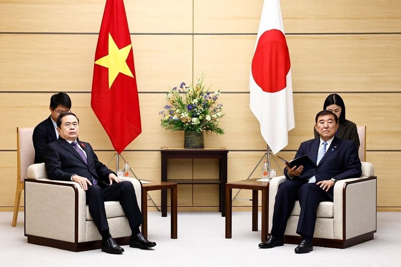 Chủ tịch Quốc hội Trần Thanh Mẫn hội kiến Thủ tướng Nhật Bản Ishiba Shigeru. (Ảnh: Doãn Tấn/TTXVN) Chủ tịch Quốc hội Trần Thanh Mẫn hội kiến Thủ tướng Nhật Bản Ishiba Shigeru. (Ảnh: Doãn Tấn/TTXVN)