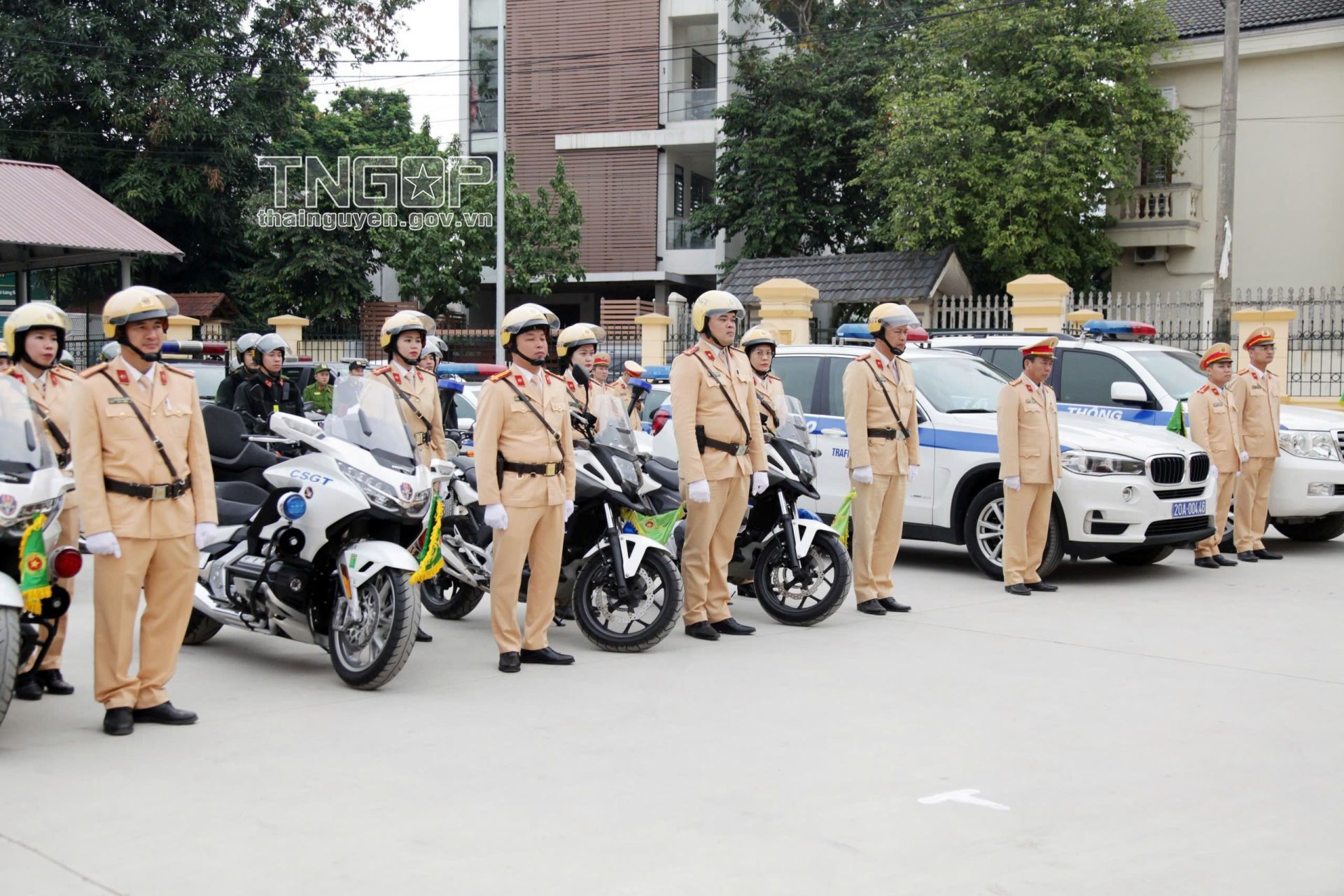 Lực lượng CSGT ra quân cao điểm bảo đảm TTATGT, trật tự công cộng (Ảnh: thainguyen.gov.vn)