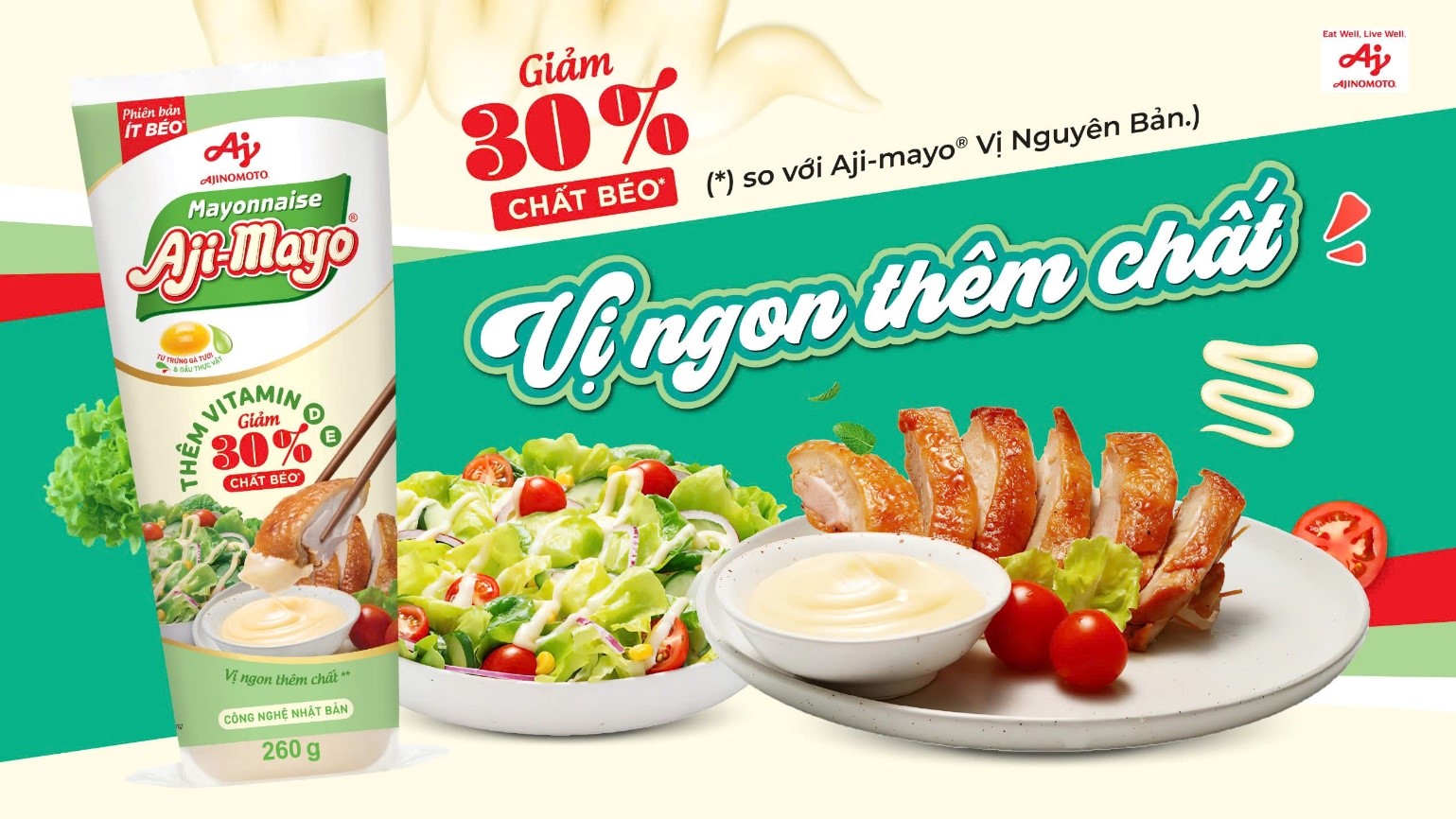 Xốt Mayonnaise Aji-mayo® giảm 30 % chất béo