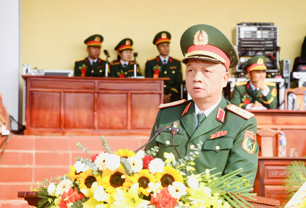 Trung tướng Nguyễn Quang Ngọc, Ủy viên Trung ương Đảng, Ủy viên Quân ủy Trung ương, Tư lệnh Quân khu 3, phát biểu tại Lễ kỷ niệm.