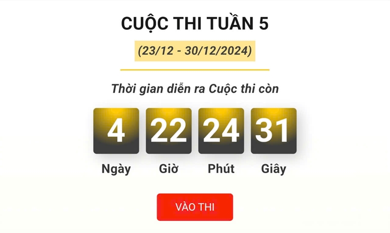 Tuần 5 của Cuộc thi hiện đang tiếp tục diễn ra và sẽ kết thúc vào 09 giờ 00 thứ Hai tuần tới (Ảnh chụp màn hình giao diện Cuộc thi).