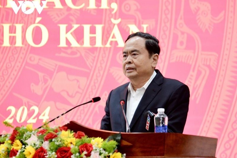 Chủ tịch Quốc hội Trần Thanh Mẫn phát biểu tại buổi trao quà.