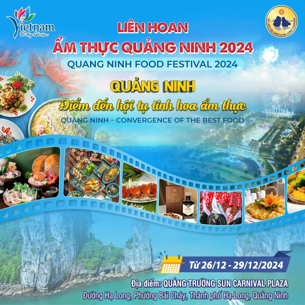 Liên hoan ẩm thực Quảng Ninh 2024 được tổ chức từ ngày 26-29/12 tại Quảng trường Sun Carnival Plaza (đường Hạ Long, phường Bãi Cháy, TP Hạ Long). Ảnh: daidoanket.vn