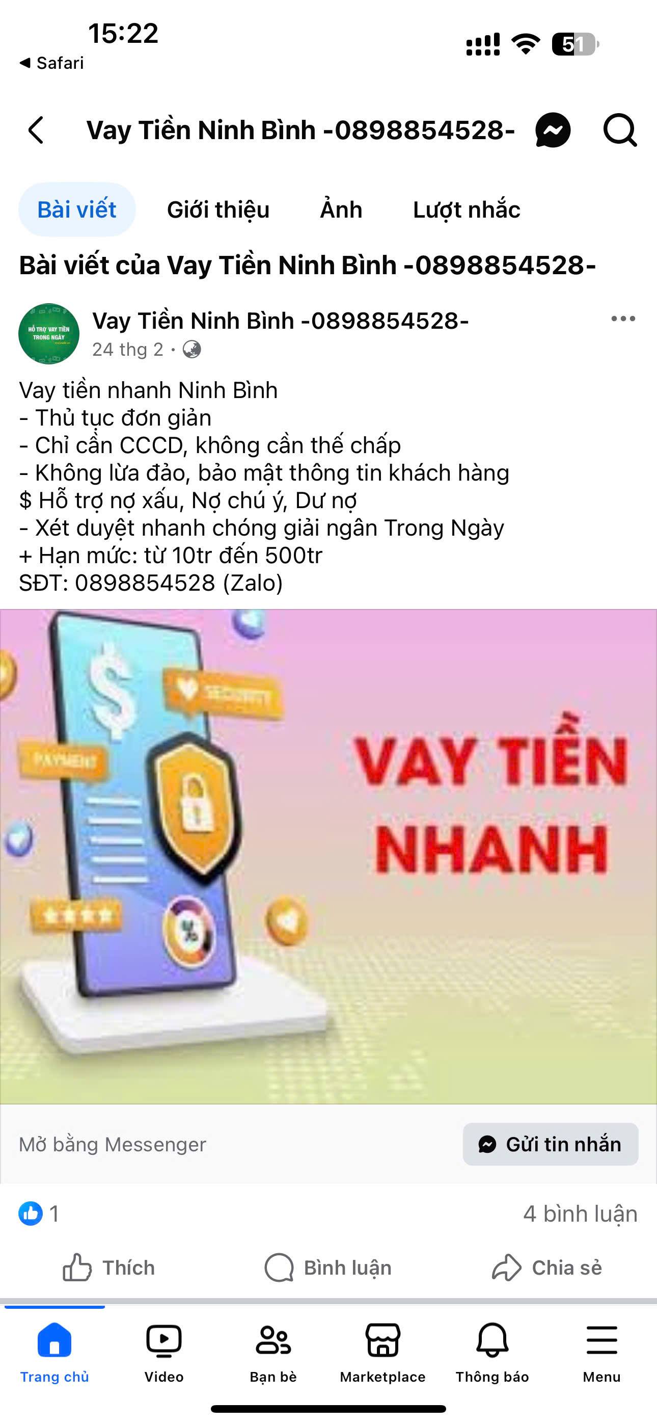Các đối tượng quảng cáo trên facebook để cho vay lãi cao