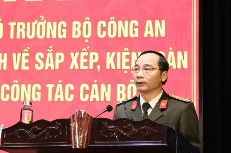 Đại tá Nguyễn Xuân Thao - Giám đốc Công an tỉnh Hà Tĩnh phát biểu tại buổi lễ.