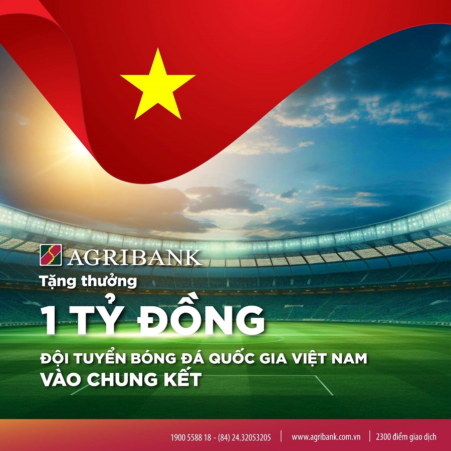 Ảnh 1: Agribank tặng thưởng Đội tuyển Bóng đá Quốc gia Việt Nam 1 tỷ đồng sau thành tích giành quyền vào trận chung kết Giải vô địch bóng đá Đông Nam Á 2024