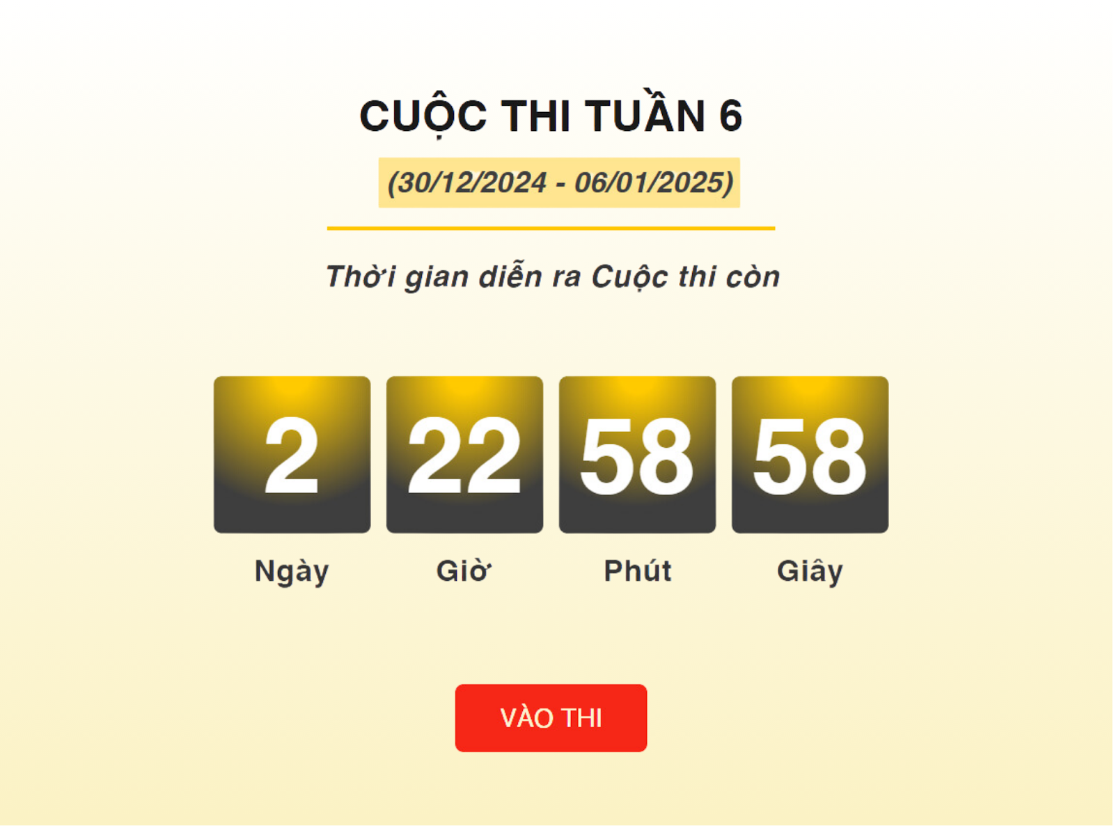 Tuần 6 của Cuộc thi hiện đang tiếp tục diễn ra và sẽ kết thúc vào 09 giờ 00 thứ Hai tuần tới (Ảnh chụp màn hình giao diện Cuộc thi).