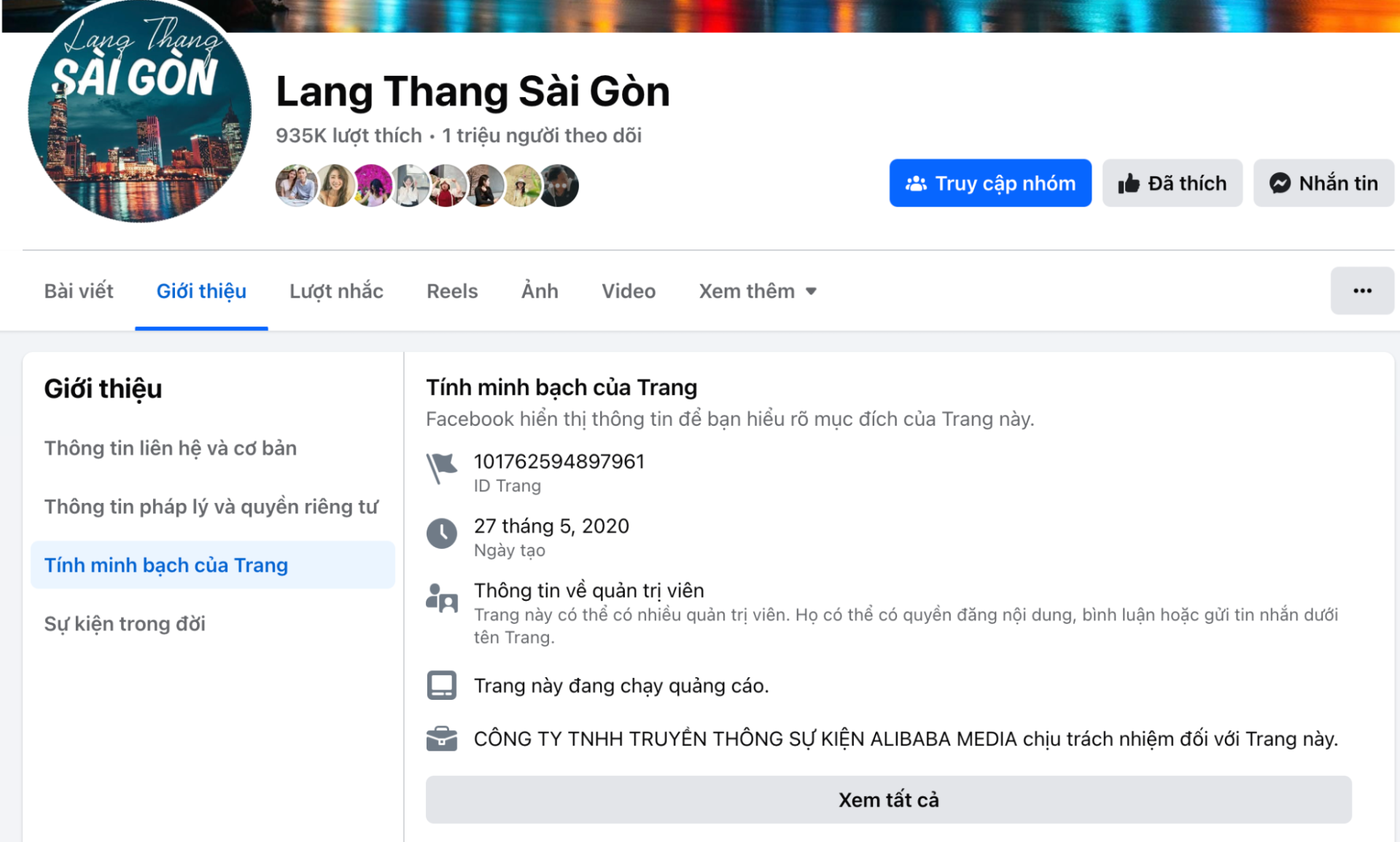 Lang Thang Sài Gòn là fanpage trực thuộc công ty TNHH Truyền thông sự kiện Alibaba Media