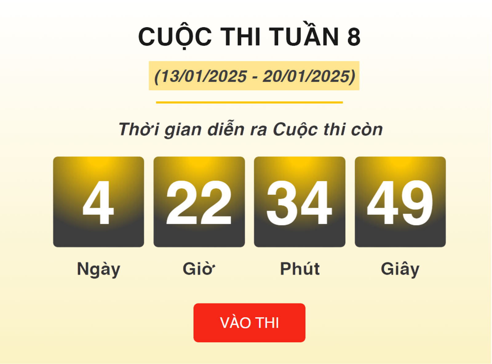 Tuần 8 của Cuộc thi hiện đang tiếp tục diễn ra và sẽ kết thúc vào 09 giờ 00 thứ Hai tuần tới (Ảnh chụp màn hình giao diện Cuộc thi).