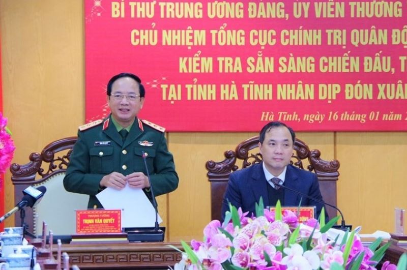 Thượng tướng Trịnh Văn Quyết phát biểu tại buổi làm việc.