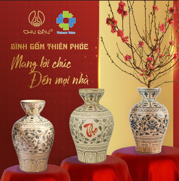 Bình Phú quý gốm Chu Đậu