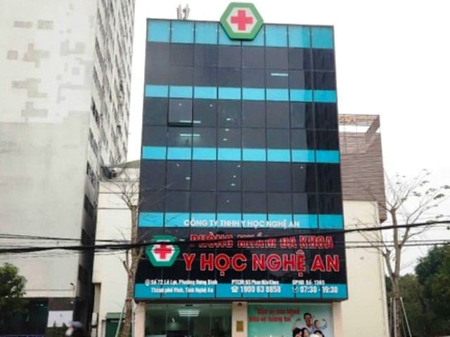 Phòng khám Đa khoa Y học Nghệ An có địa chỉ I.K 10-11, số 72, đường Lê Lợi, phường Hưng Bình, TP Vinh. Phòng khám Đa khoa Y học Nghệ An có địa chỉ I.K 10-11, số 72, đường Lê Lợi, phường Hưng Bình, TP Vinh.