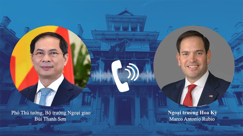 Phó Thủ tướng Chính phủ, Bộ trưởng Ngoại giao Bùi Thanh Sơn điện đàm với Ngoại trưởng Hoa Kỳ Marco Rubio - Ảnh: BNG Phó Thủ tướng Chính phủ, Bộ trưởng Ngoại giao Bùi Thanh Sơn điện đàm với Ngoại trưởng Hoa Kỳ Marco Rubio - Ảnh: BNG