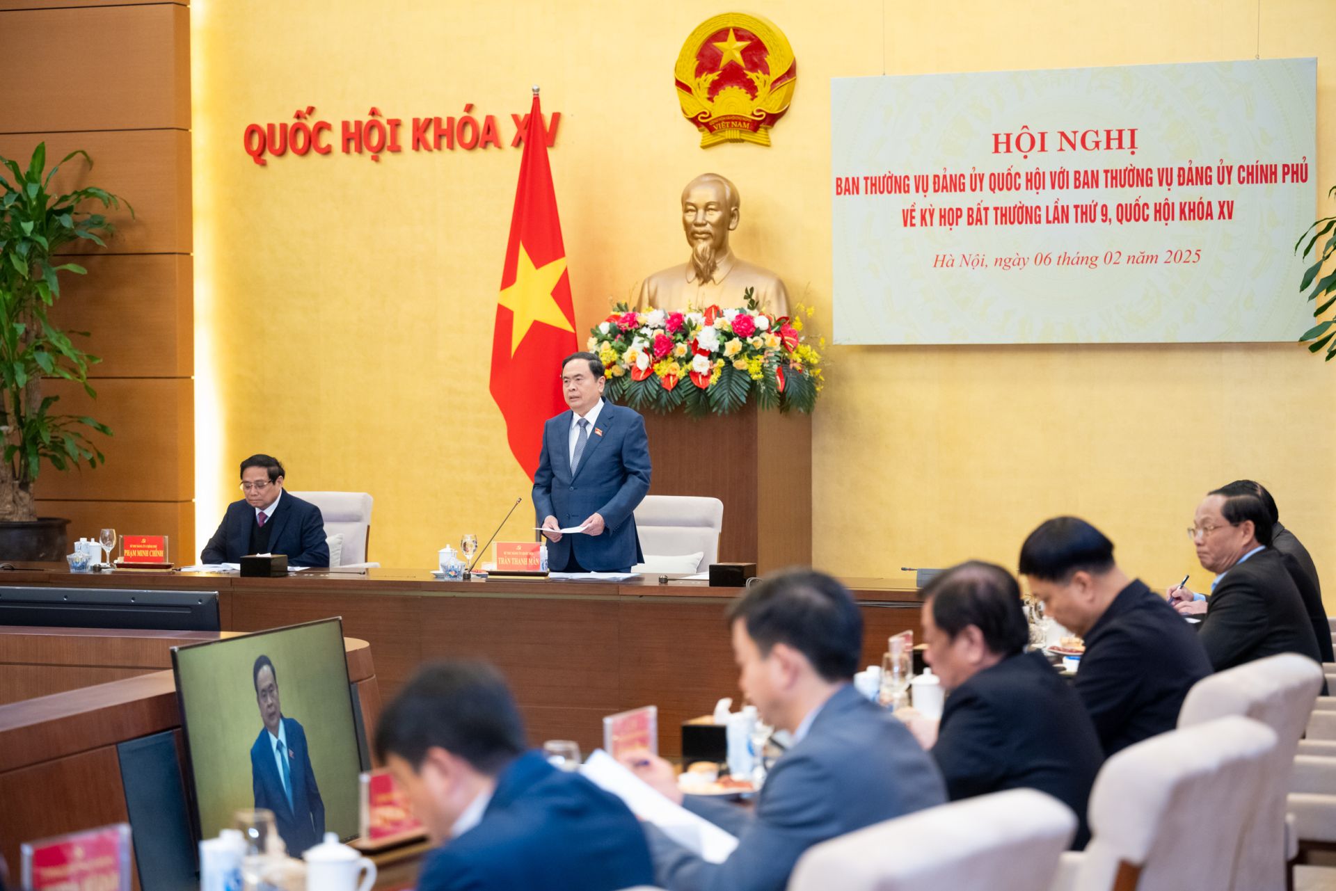 Bí thư Đảng ủy Quốc hội, Chủ tịch Quốc hội Trần Thanh Mẫn phát biểu khai mạc Hội nghị.