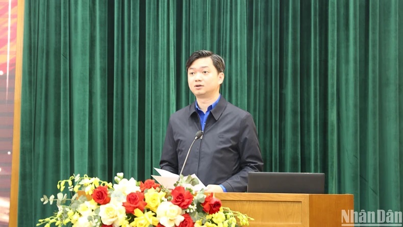 Bí thư Trung ương Đoàn Nguyễn Minh Triết phát biểu tại buổi họp báo