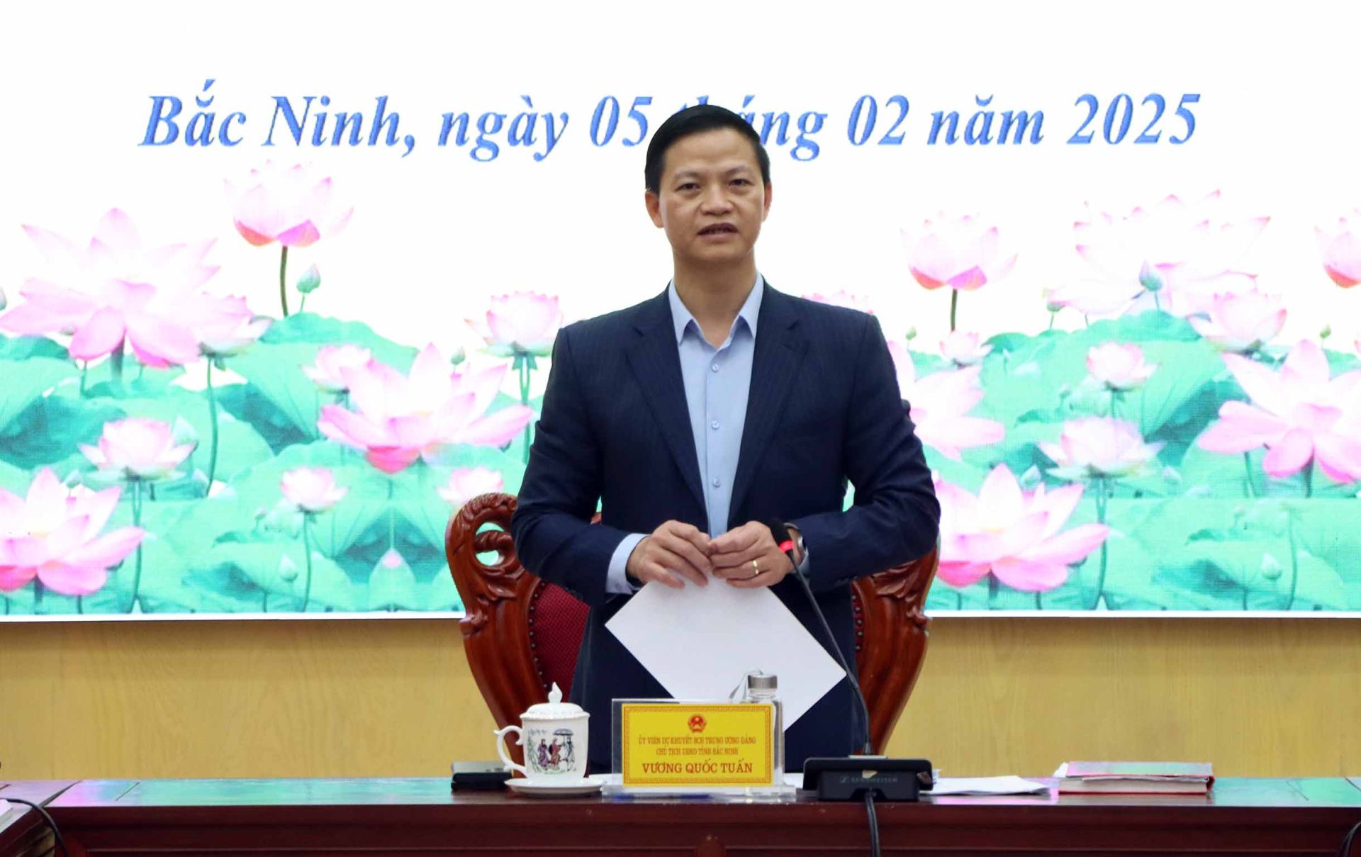 Chủ tịch UBND tỉnh Vương Quốc Tuấn phát biểu chỉ đạo hội nghị. Chủ tịch UBND tỉnh Vương Quốc Tuấn phát biểu chỉ đạo hội nghị.