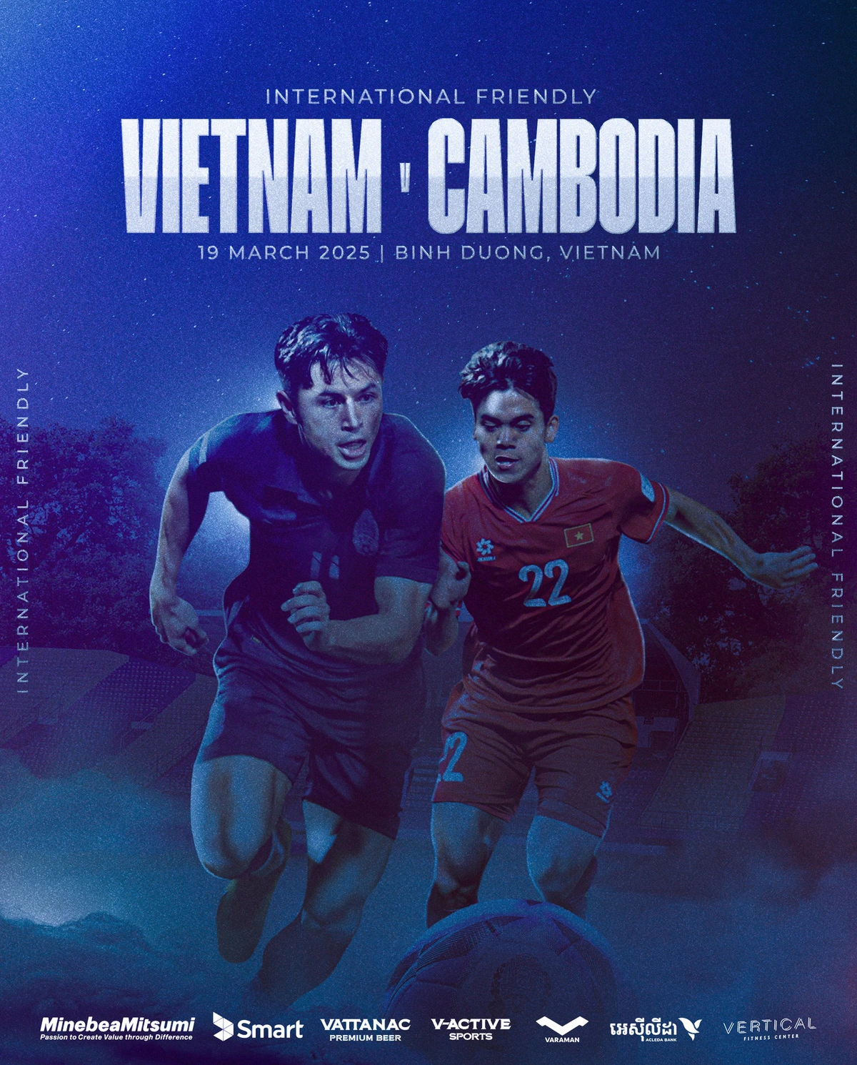 Poster trận giao hữu với đội tuyển Việt Nam mà Campuchia giới thiệu. (Ảnh: FFC)