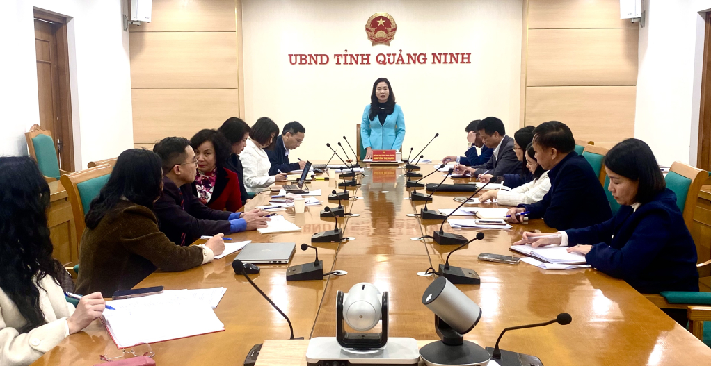 Bà Nguyễn Thị Hạnh, Phó Chủ tịch UBND tỉnh phát biểu tại hội nghị.