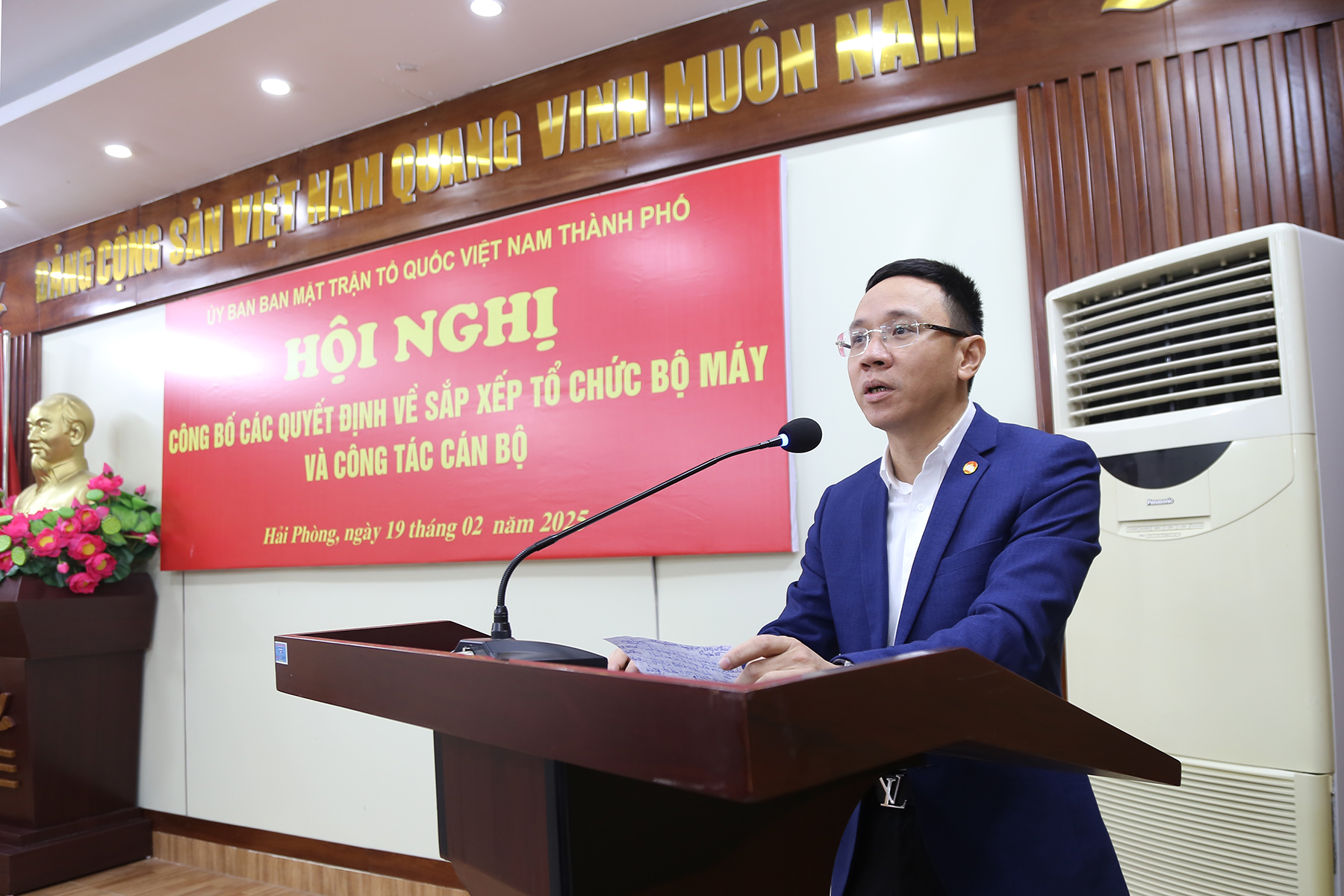 Chủ tịch Ủy ban MTTQ Việt Nam thành phố Đào Trọng Đức phát biểu tại Hội nghị.