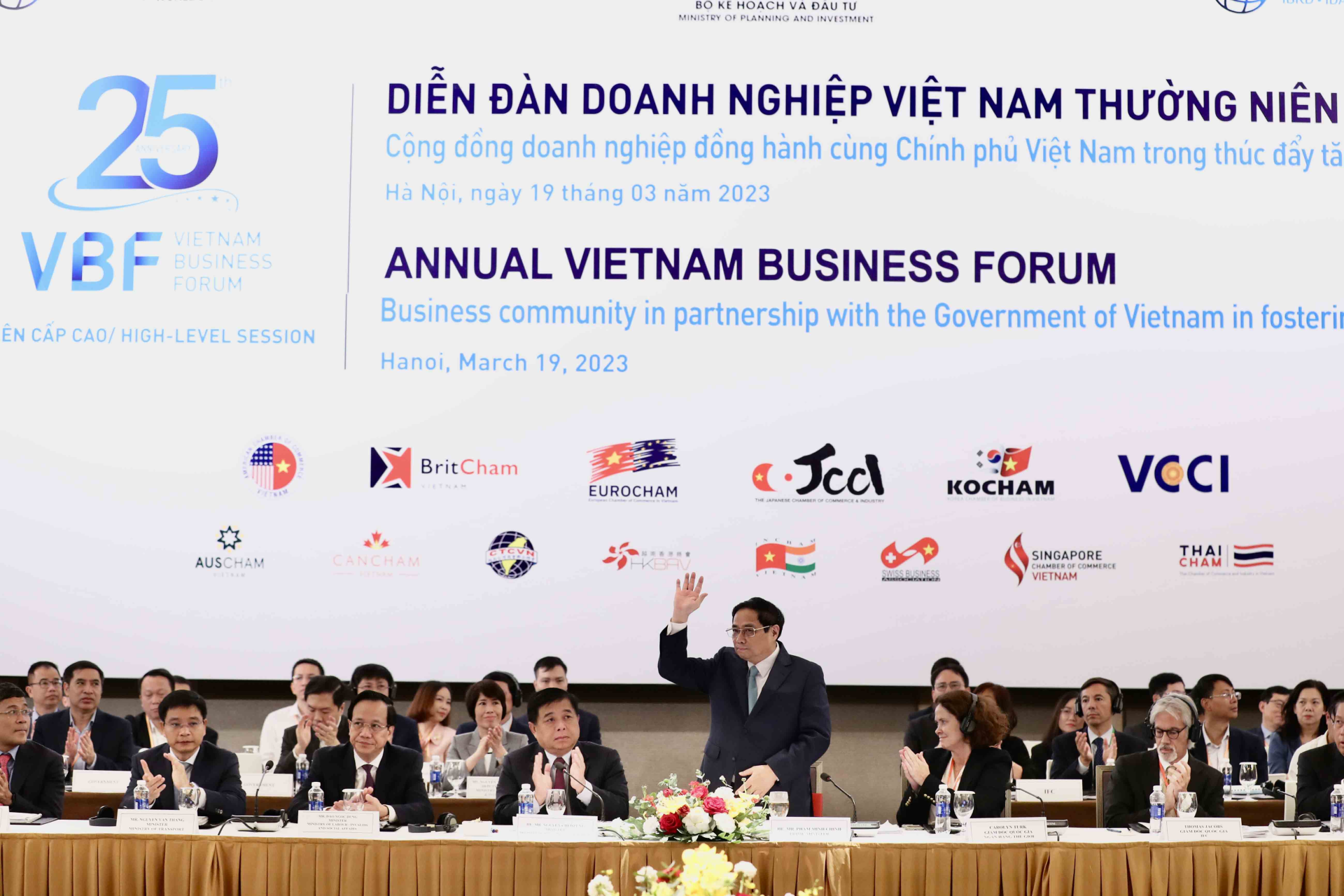 Thủ tướng tham dự Diễn đàn Doanh nghiệp Việt Nam thường niên. Ảnh Bộ Kế hoạch và Đầu tư.