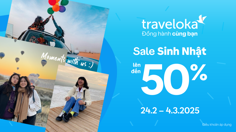Nhân dịp sinh nhật lần thứ 13, Traveloka mang đến cho du khách chiến dịch Khuyến mãi Sinh nhật với ưu đãi lên đến 50%