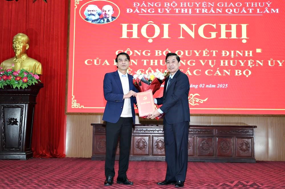 Ông Trần Quang Hưng được bổ nhiệm giữ chức vụ Bí thư Đảng ủy thị trấn Quất Lâm