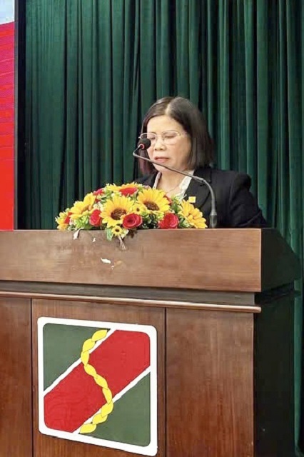 B&agrave; Nguyễn Thị Tuyến ph&aacute;t biểu tại Hội nghị. Ảnh: Th&agrave;nh Lu&acirc;n