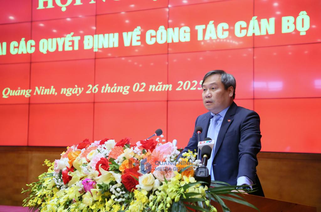 Ông Vũ Đại Thắng, Ủy viên Trung ương Đảng, Bí thư Tỉnh ủy phát biểu chỉ đạo tại hội nghị.