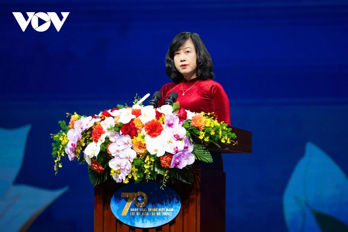 Bộ trưởng Bộ Y tế Đào Hồng Lan phát biểu tại buổi lễ Bộ trưởng Bộ Y tế Đào Hồng Lan phát biểu tại buổi lễ