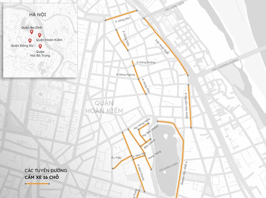 Các tuyến đường dự kiến cấm xe từ trên 16 chỗ lên từ ngày 1/3. Đồ họa: Hoàng Thanh