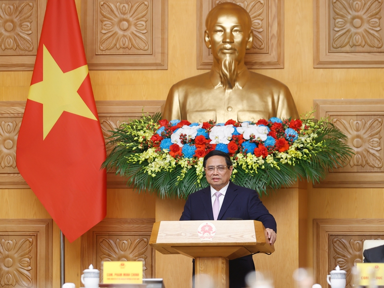 Thủ tướng Phạm Minh Chính phát biểu kết luận cuộc tọa đàm với các tập đoàn, doanh nghiệp lớn của Trung Quốc - Ảnh: VGP/Nhật Bắc Thủ tướng Phạm Minh Chính phát biểu kết luận cuộc tọa đàm với các tập đoàn, doanh nghiệp lớn của Trung Quốc - Ảnh: VGP/Nhật Bắc