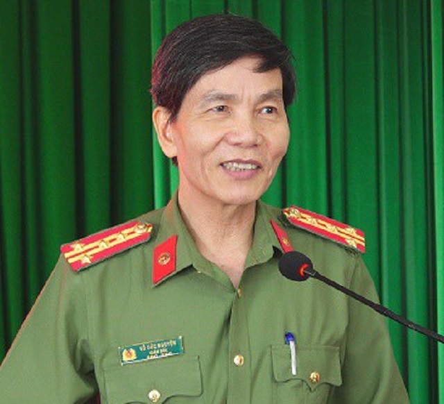 Đại tá Võ Đức Nguyện phát biểu tại buổi lễ. Ảnh: Quốc Hùng