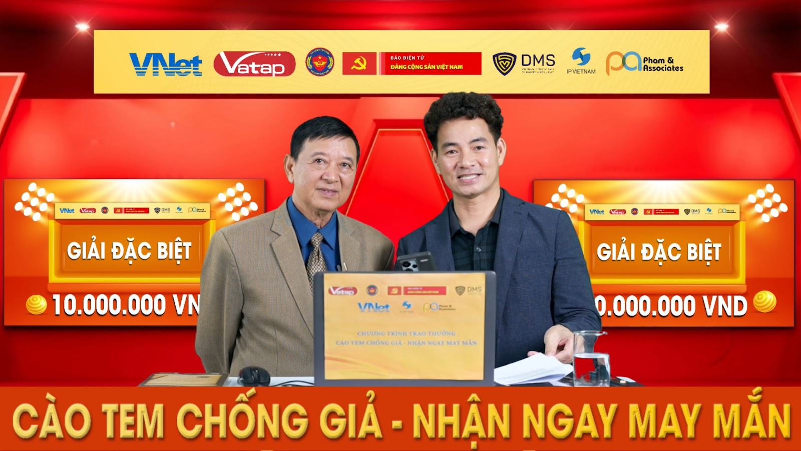 Ông Nguyễn Đăng Sinh - Chủ tịch Hiệp hội Chống hàng giả và bảo vệ thương hiệu Việt Nam tham gia quay thưởng tại Chương trình