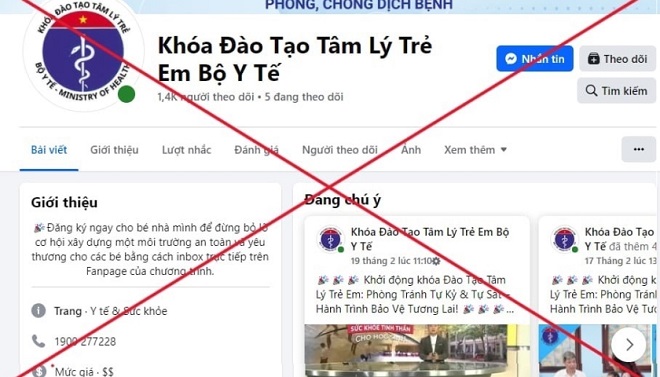 Khóa đào tạo tâm lý trẻ em Bộ Y tế 2025 là giả mạo