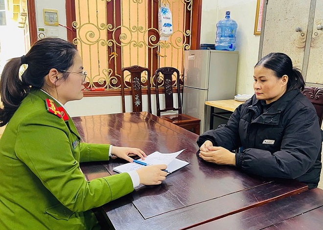 Đối tượng Quách Thị Nương tại Cơ quan Công an