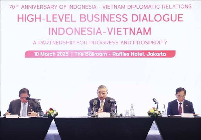 Tổng Bí thư Tô Lâm dự Tọa đàm doanh nghiệp 'Việt Nam và Indonesia: Quan hệ đối tác vì sự tiến bộ và thịnh vượng'. Ảnh: TTXVN