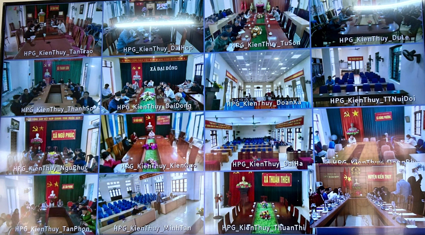 Tập huấn trực tuyến tại UBND huyện Kiến Thụy. Tập huấn trực tuyến tại UBND huyện Kiến Thụy.