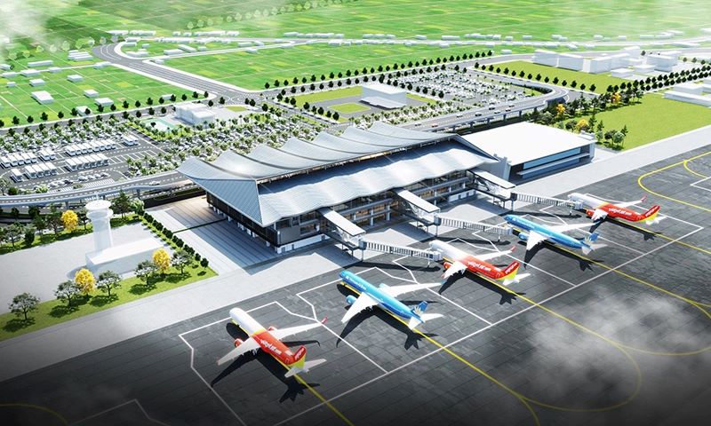 Phối cảnh sân bay Đồng Hới sau khi mở rộng. Phối cảnh sân bay Đồng Hới sau khi mở rộng.