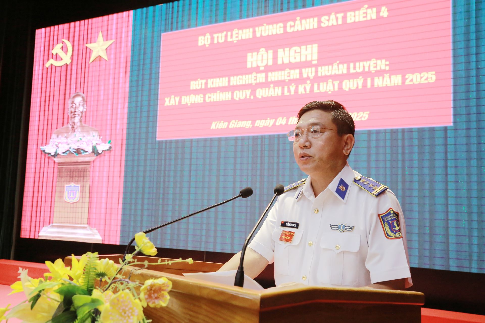 Đại tá Trần Nguyên Lai, Ủy viên Ban Thường vụ Đảng ủy, Phó Tư lệnh-Tham mưu trưởng Bộ Tư lệnh Vùng Cảnh sát biển 4 phát biểu kết luận Hội nghị