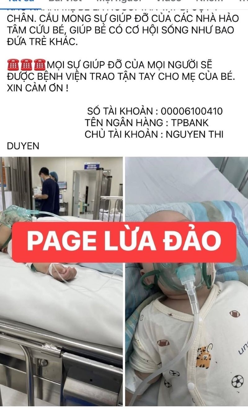 Nội dung kêu gọi ủng hộ lừa đảo.