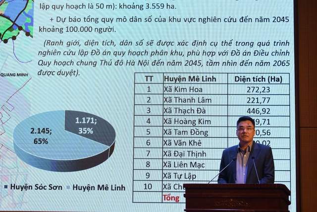 Trưởng Phòng Kinh tế, Hạ tầng và Đô thị huyện Mê Linh, Hà Nội, Quách Sỹ Dũng phát biểu. Ảnh: Mê Linh Trưởng Phòng Kinh tế, Hạ tầng và Đô thị huyện Mê Linh, Hà Nội, Quách Sỹ Dũng phát biểu. Ảnh: Mê Linh
