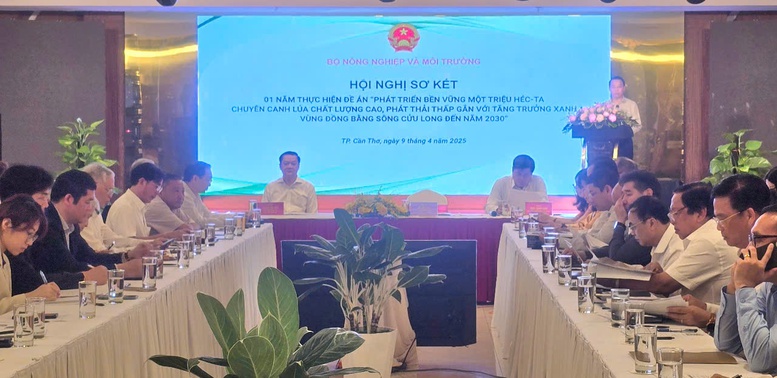 Hội nghị sơ kết 1 năm thực hiện Đề án 1 triệu ha lúa chất lượng cao, phát thải thấp gắn với tăng trưởng xanh vùng Đồng bằng sông Cửu Long (ĐBSCL) đến năm 2030- Ảnh: VGP/LS Hội nghị sơ kết 1 năm thực hiện Đề án 1 triệu ha lúa chất lượng cao, phát thải thấp gắn với tăng trưởng xanh vùng Đồng bằng sông Cửu Long (ĐBSCL) đến năm 2030- Ảnh: VGP/LS