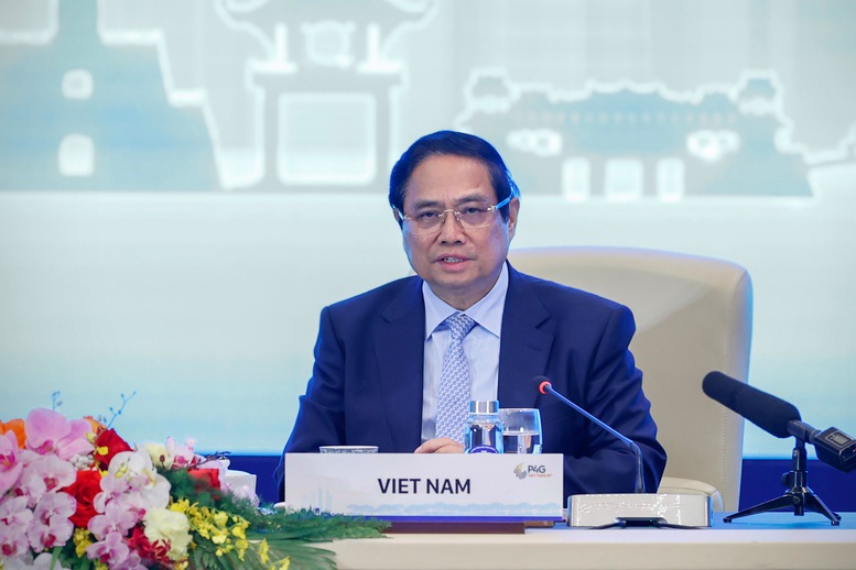 Thủ tướng Phạm Minh Chính nêu một số đề xuất cụ thể để thúc đẩy quá trình chuyển đổi xanh bền vững, bao trùm - Ảnh: VGP/Nhật Bắc Thủ tướng Phạm Minh Chính nêu một số đề xuất cụ thể để thúc đẩy quá trình chuyển đổi xanh bền vững, bao trùm - Ảnh: VGP/Nhật Bắc