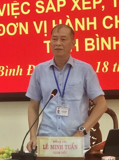 Ông Lê Minh Tuấn thông tin về phương án sáp nhập ĐVHC cấp xã. Ảnh: VH Ông Lê Minh Tuấn thông tin về phương án sáp nhập ĐVHC cấp xã. Ảnh: VH