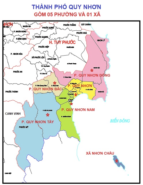 Bản đồ dự kiến phương án sắp xếp ĐVHC TP Quy Nhơn. Ảnh: SNV Bản đồ dự kiến phương án sắp xếp ĐVHC TP Quy Nhơn. Ảnh: SNV