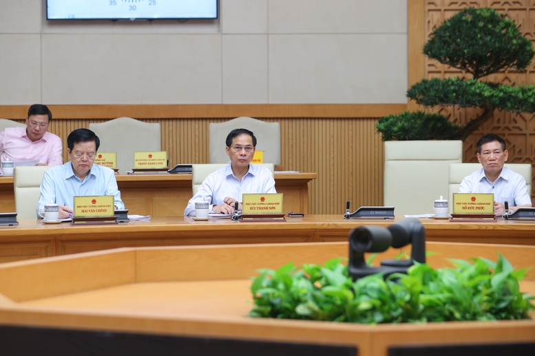 Các Phó Thủ tướng Hồ Đức Phớc, Bùi Thanh Sơn, Mai Văn Chính dự và phát biểu tại phiên họp - Ảnh: VGP/Nhật Bắc Các Phó Thủ tướng Hồ Đức Phớc, Bùi Thanh Sơn, Mai Văn Chính dự và phát biểu tại phiên họp - Ảnh: VGP/Nhật Bắc