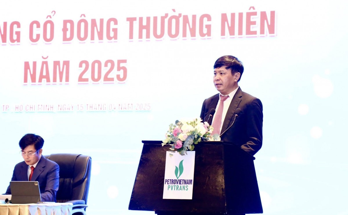 Ông Phạm Việt Anh - Chủ tịch Hội đồng Quản trị PVTrans phát biểu tại Đại hội