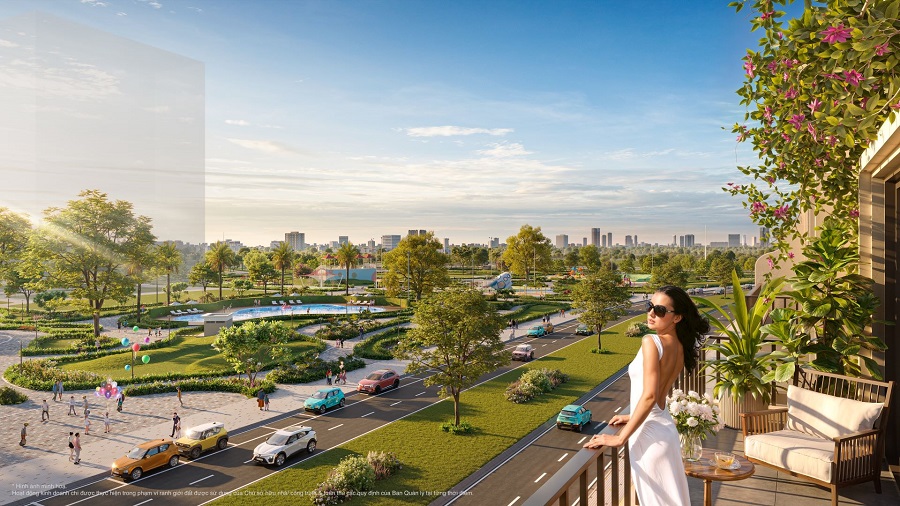 Ban công rộng mở với tầm nhìn hướng công viên nội khu xanh mát